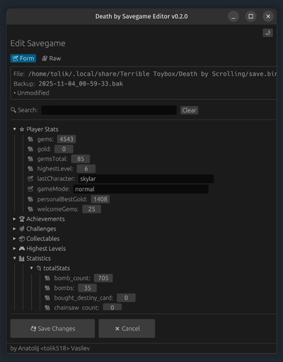 Death by Savegame Editor